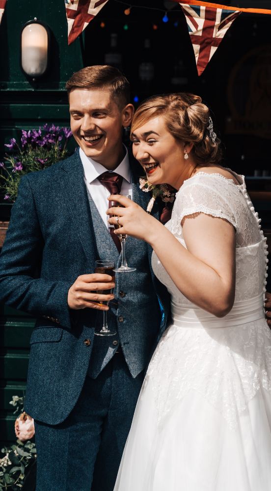 Blue Herringbone Donegal Tweed Slim Fit Suit - Image 4