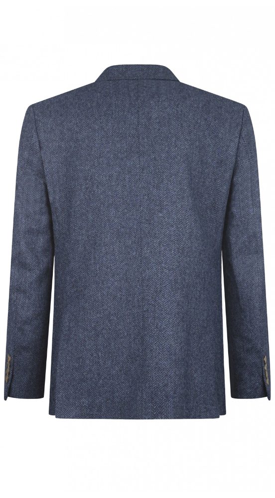 Blue Herringbone Donegal Tweed Slim Fit Suit - Image 7