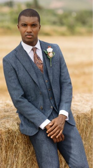 Blue Donegal Tweed Slim Fit  Suit