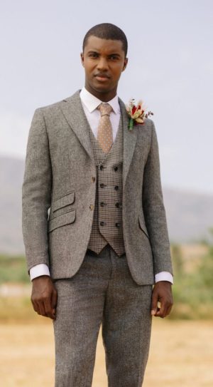 Grey Donegal Tweed Slim Fit Suit