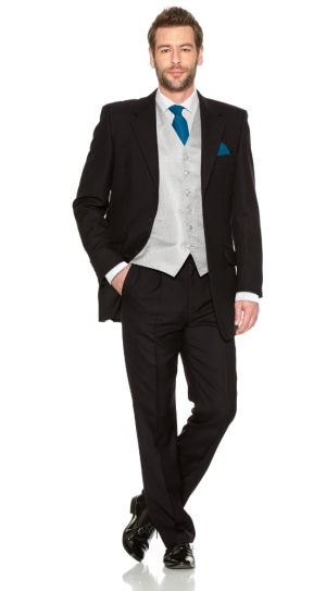 Black Herringbone Suit Hire
