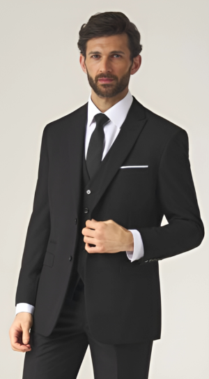 Black Twill Tailored Fit Suit