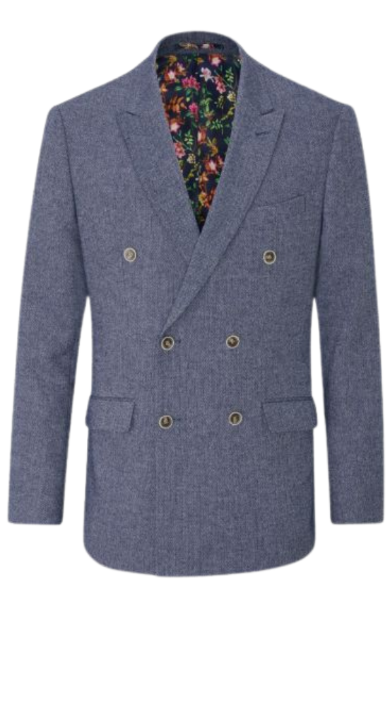 Blue Herringbone Lightweight Tweed Suit - Image 3