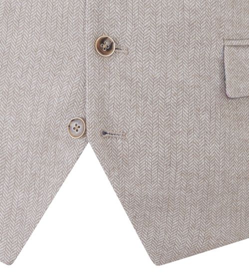 Stone Herringbone Lightweight Tweed Suit - Image 2