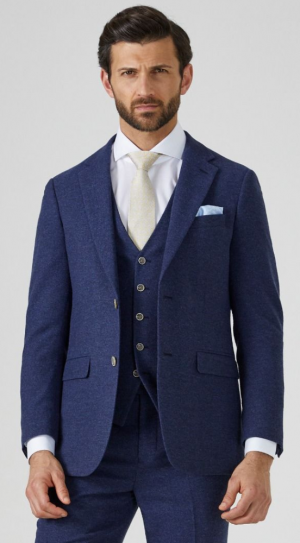 Navy Herringbone Lightweight Tweed Suit