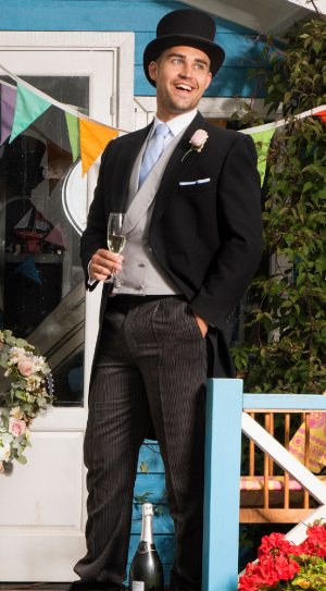 Black Herringbone Morning Tails Suit Hire
