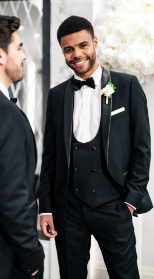 Black Shawl Collar Slim Fit Tuxedo Suit Hire