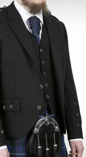 Black herringbone Crail Jacket & Waistcoat
