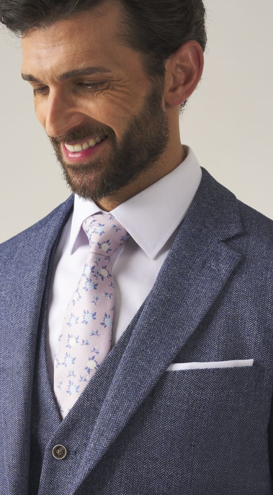 Blue Herringbone Lightweight Tweed Suit - Image 8