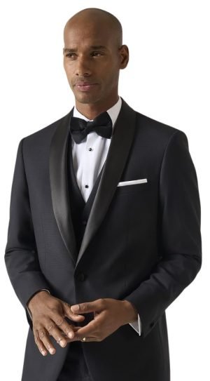Black Shadow-Check Tailored Tuxedo Suit