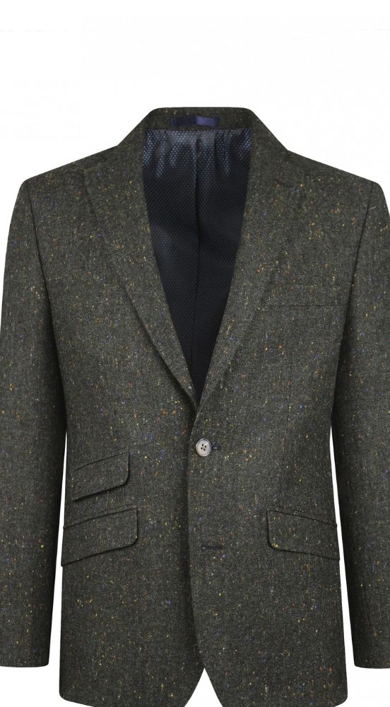 Green Fleck Tweed Slim Fit Suit - Image 2