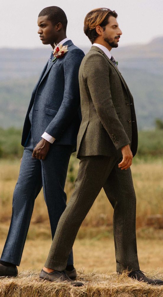 Green Herringbone Donegal Tweed Slim Fit Suit - Image 4