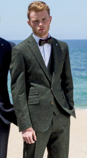 Green Fleck Tweed  Slim Fit Suit
